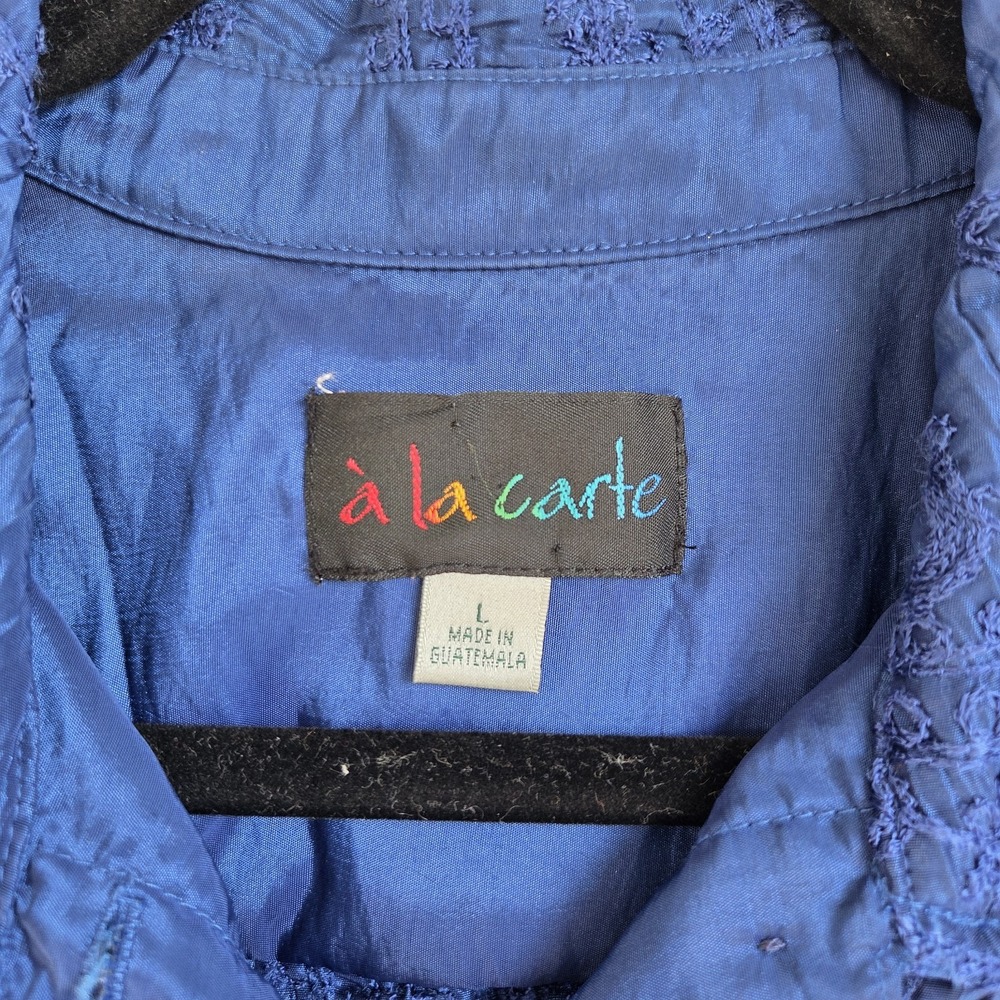 Vtg A La Carte Womans L Top Shacket Button Down Blue Boho Paisley‎ Embroidered - Picture 6 of 9